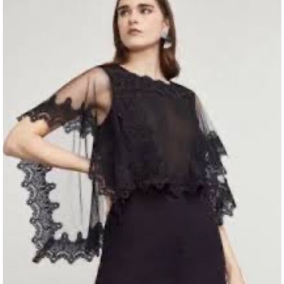 BCBG Maxazria Whimsigoth Victorian Dark Romantic Lace Top Size S.       V - Picture 1 of 9